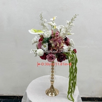 Bola de Flores Artificiales Verde y Morada de 30 cm para Decoración del Hogar, Decoración de Mesa, Boda
