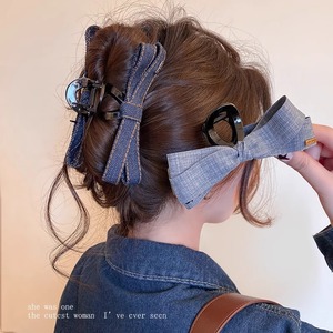 Pinzas para el pelo de mariposa con fragancia grande de 13cm, pinzas para el pelo con lazo de tela vaquera coreana - Product Image 4