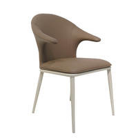 Chaise de salle à manger rembourrée moderne de qualité supérieure avec dossier ergonomique, siège en tissu cuir de luxe, utilisation domestique et commerciale, pieds en métal