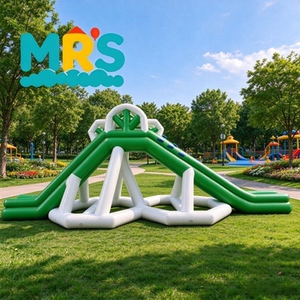 Tobogán Acuático Inflable Verde con Soporte Triangular <span class=keywords><strong>de</strong></span> PVC, Tobogán Acuático <span class=keywords><strong>de</strong></span> Una Sola Vía para Niños, <span class=keywords><strong>Parque</strong></span> Acuático, Diversión al Aire Libre, Alquiler para Negocios - Product Image 1