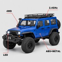Voiture télécommandée RC Crawler 4x4 SUV Drift 2,4 GHz, bleue, ABS+Métal, LED, échelle 1:16, tout-terrain, pour le rock crawling, jouet de loisir
