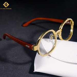 Gafas de Sol de Moda con Decoración de Joyería Hip Hop, Plata 925, Lentes Transparentes con Incrustaciones de Moissanita para Hombre - Product Image 2
