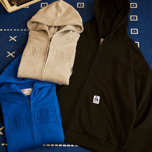 OEM Plus French Terry Embossed Men's <b>Zip</b> <b>Sweatshirts</b> Hoodie XL Size Winter Pullover 3D Printed Eco-Friendly Oversized Hooded - Product Image 1