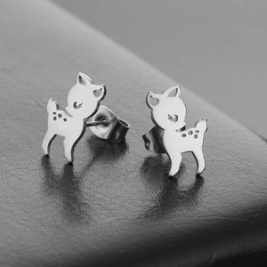Boucles d'oreilles mignonnes en forme de cerf <span class=keywords><strong>Bambi</strong></span> pour femme, couleur or, en acier inoxydable, cadeau idéal pour la fête d'anniversaire de la mère - Product Image 3