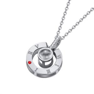 Collar de corazón de San Valentín de nuevo diseño de moda Te amo 100 idiomas Chica Colgante Collar - Product Image 3