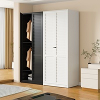 Armoire à portes à persiennes de style français avec tiroirs, armoire moderne minimaliste pour chambre à coucher