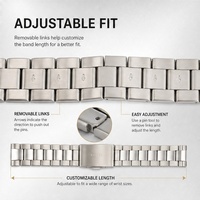 Bracelet de montre en acier inoxydable 316L de haute qualité, argenté, avec double bouton de déverrouillage