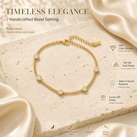 Bracelet chaîne à perles en zircon en acier inoxydable 316L plaqué or 18 carats, tendance, pour femme, étanche, hypoallergénique, résistant au ternissement