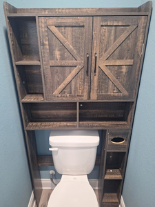 Armoire de rangement au-dessus des toilettes, armoire de rangement de ferme au-dessus des toilettes avec 2 portes de grange et support de porte-<span class=keywords><strong>papier</strong></span> hygiénique - Product Image 3