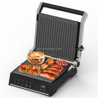 AOJA-Gril électrique pour la maison, grill pour barbecue, machine à sandwich, facile à nettoyer, filet antiadhésif, plateau d'égouttement détachable, en acier inoxydable, 2000W