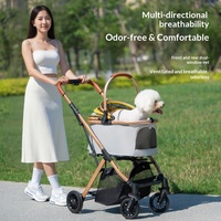 Multifunktionaler Abnehmbarer Haustier-Kinderwagen mit Stoßdämpfung, Universalrädern, Faltbarer Aluminium-Haustiertransportkorb mit Aufbewahrungsnetz