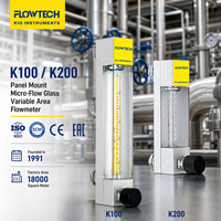 Rumah Panel Mount K100/K200 dari Aluminium Alloy dengan Bagian yang Terkena Cairan dari Baja Anti Karat 304/316SS, Ulir NPT/BSP 1/8" 1/4", Rotameter Tabung Kaca Mikro