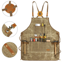 Apron kain kanvas berlapis lilin setengah badan, tahan minyak dan kotoran, tahan aus, untuk kerja kayu, anti bau.