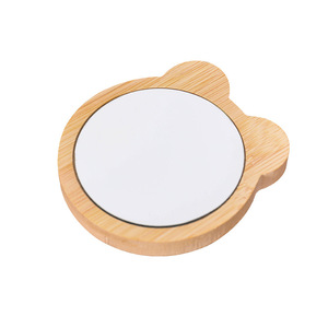 Mini espejo de maquillaje redondo de madera, compacto, de bambú, portátil, tamaño de viaje, 11x8,5x1,2 cm, para uso diario - Product Image 4