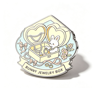 Pin de solapa de metal personalizado, chapado en oro, con esmalte duro, diseño de conejo y caja de joyería, para ropa, regalo y recuerdo - Product Image 3