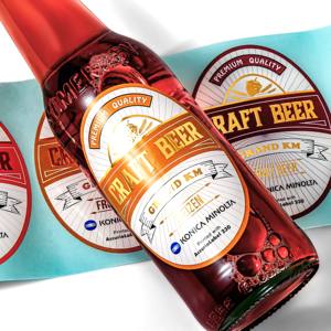 Tùy Chỉnh In Ấn Bia Đồ Uống Rượu Chai Nhãn Vàng Lá Dập Nổi Cuộn Dán Nhãn Cho Bia Thủy Tinh - Product Image 1