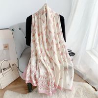 Écharpe longue en satin imitation soie à imprimé floral pour femme, légère, protection solaire estivale, châle, foulard tendance, vente en gros