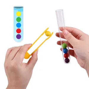 Montessori Teaching Aids Kids Educational Toy wooden puzzle test tube beads