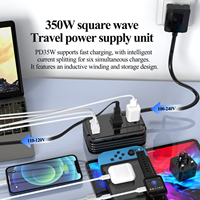 Convertisseur de tension FOXCAN 350W 220V vers 110V, transformateur abaisseur de tension de voyage, 2 prises, 2 ports USB-C + 2 ports USB-A, cordon d'extension enroulable