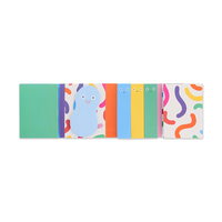 Lot de notes autocollantes mignonnes et variées dans un carnet compact rembourré, six motifs et tailles assorties, produits de bureau de qualité supérieure avec points Velcro