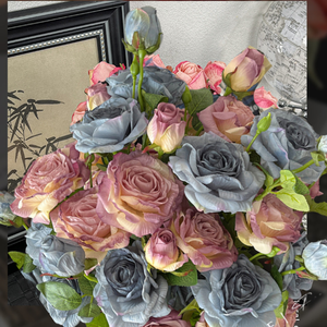 2 <span class=keywords><strong>Fleurs</strong></span> 1 Bourgeon Rôti Côté Rose Sec Simulé <span class=keywords><strong>Bouquet</strong></span> Salon Ornements Rétro <span class=keywords><strong>Automne</strong></span> Couleur Décoration Simulation Fleur - Product Image 1