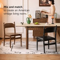 Chaise de salle à manger en bois massif de style moderne du milieu du siècle, revêtement en cuir PU écologique, durable, pour la maison, le bureau et l'hôtel, avec dossier