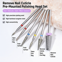 Ensemble de forets à ongles en diamant de style russe à bouche ouverte pour l'élimination des cuticules et le retrait des ongles en acier tungstène