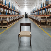 Chaises de salle à manger en bois massif, style mi-siècle, noyer, dossier en rotin tressé, mobilier de café, directement de l'usine
