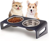 HoFong Grand Bol pour Chiens Chats Support d'Alimentation en Acrylique avec Support Organisateur pour Petits Animaux de Compagnie Plateau d'Alimentation à Eau pour Présentoir de Rangement