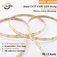 Bande LED CCT COB en cuivre, blanc réglable, 24V, 600 LED/m, 2700K-6500K, étanche IP65, IRC90+, télécommande dimmable pour