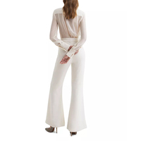 Body col en V personnalisé une pièce femme combinaison bureau dame salopette solide élégant Chic longue combinaison sans manches