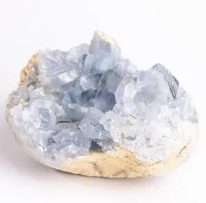 Toptan doğal şifa ham mavi kristal küme celestite geode