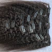 Extensions de cheveux à clipser sans couture de qualité supérieure 2024, noir naturel, texture Kinky Straight, extensions de cheveux Kinky Straight