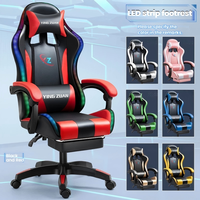 Chaise de jeu ergonomique inclinable pour ordinateur avec haut-parleur et lumière LED intégrée, pivotant à 360°, vente en gros