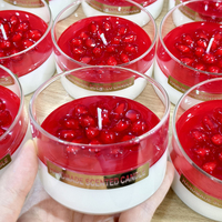 Bougie artisanale parfumée aux fruits d'été en gros, bougie en cire de gelée dessert faite à la main dans un bocal en verre pour la décoration de la maison, les fêtes et les anniversaires