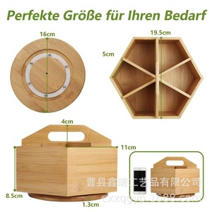 Caja de almacenamiento giratoria de bambú y madera para escritorio, caja de almacenamiento portátil de madera creativa, organizador de papelería de madera para oficina. - Product Image 5