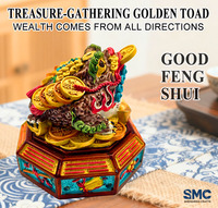 Sculpture artistique 3D personnalisée en résine SMC, crapaud doré, figurine porte-bonheur, statue Feng Shui, décoration de bureau à domicile