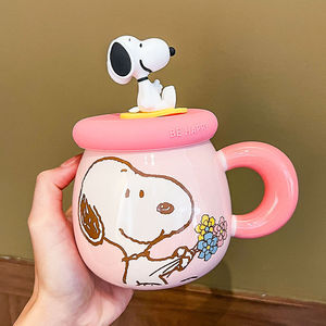 Wholesale New 500ml Cartoon Mugs with LIDS Straw Water <b>Cups</b> Children's Milk <b>Ceramic</b> <b>Cups</b> - Product Image 2