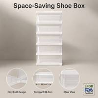 Boîte de rangement à chaussures pliable intégrée à 6 niveaux de 34,5 cm, en plastique transparent, empilable, sans installation, pour baskets