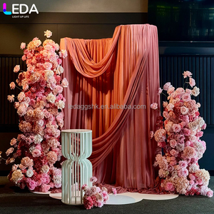 LEDA Modern Customized Size Pink Drapery <b>Curtain</b> Ice <b>Silk</b> Spandex Drapery Wedding Party Event Backdrop - Product Image 1