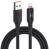 Câble de données USB 8 broches en silicone à charge rapide 12W avec affichage numérique LED de bonne qualité pour iPhone, certifié CE/FCC, garantie 12 mois
