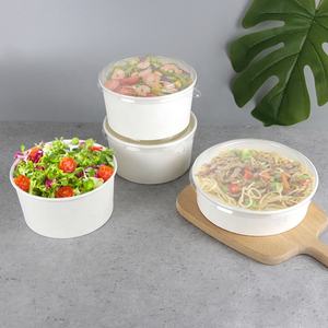 Tigela descartável de salada de papel de 26oz, 750ml com tampas transparentes para animais de estimação - Product Image 2