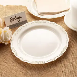 Ücretsiz örnek 10 inç yemek tabağı yuvarlak plastik plaka fantezi tatlı tabakları için parti