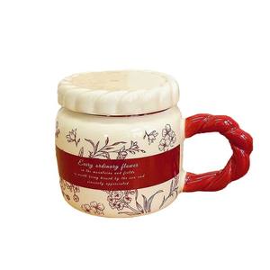 Tasse en céramique de style chinois, design élégant, pour l'eau, pour la maison, pour couple, pour le bureau, tasse à café avec poignée ergonomique - Product Image 1