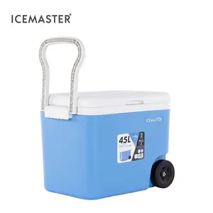 IceMaster kotak pendingin makanan beroda 45l, Penyimpanan besar untuk memancing piknik dan berkemah, kotak pendingin keras untuk transportasi katering