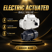 Vanne à boisseau sphérique motorisée électrique AC110V 220V DN50 en PVC pour système d'irrigation et traitement de l'eau, avec commande manuelle et raccord à union vraie
