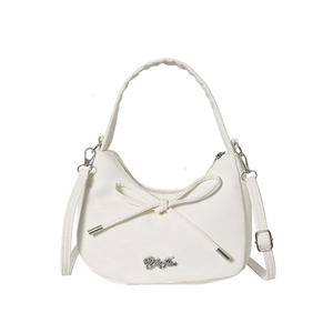 Sac à main pliable en cuir PU uni avec fermeture éclair et nœud, style dumpling, pour femme, capacité jusqu'à 1L - Product Image 6