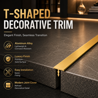 Profilé de finition en aluminium en forme de T, anodisé brossé, bande de transition en métal pour la décoration des carreaux, des sols, des murs et des plafonds