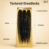 Estensioni di Capelli Sintetici Texturizzati Dreadlocks Realistici Pre-Looped per Trecce all'Uncinetto, Nu Locs Grezzi, Twist Hair per Donne e Ragazze