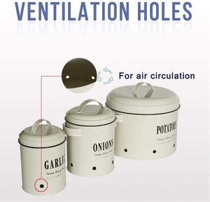 Kim Loại Nhà Bếp Container 3 cái nhà bếp hộp thiết lập lưu trữ bin cho khoai tây hành tây và tỏi - Product Image 3